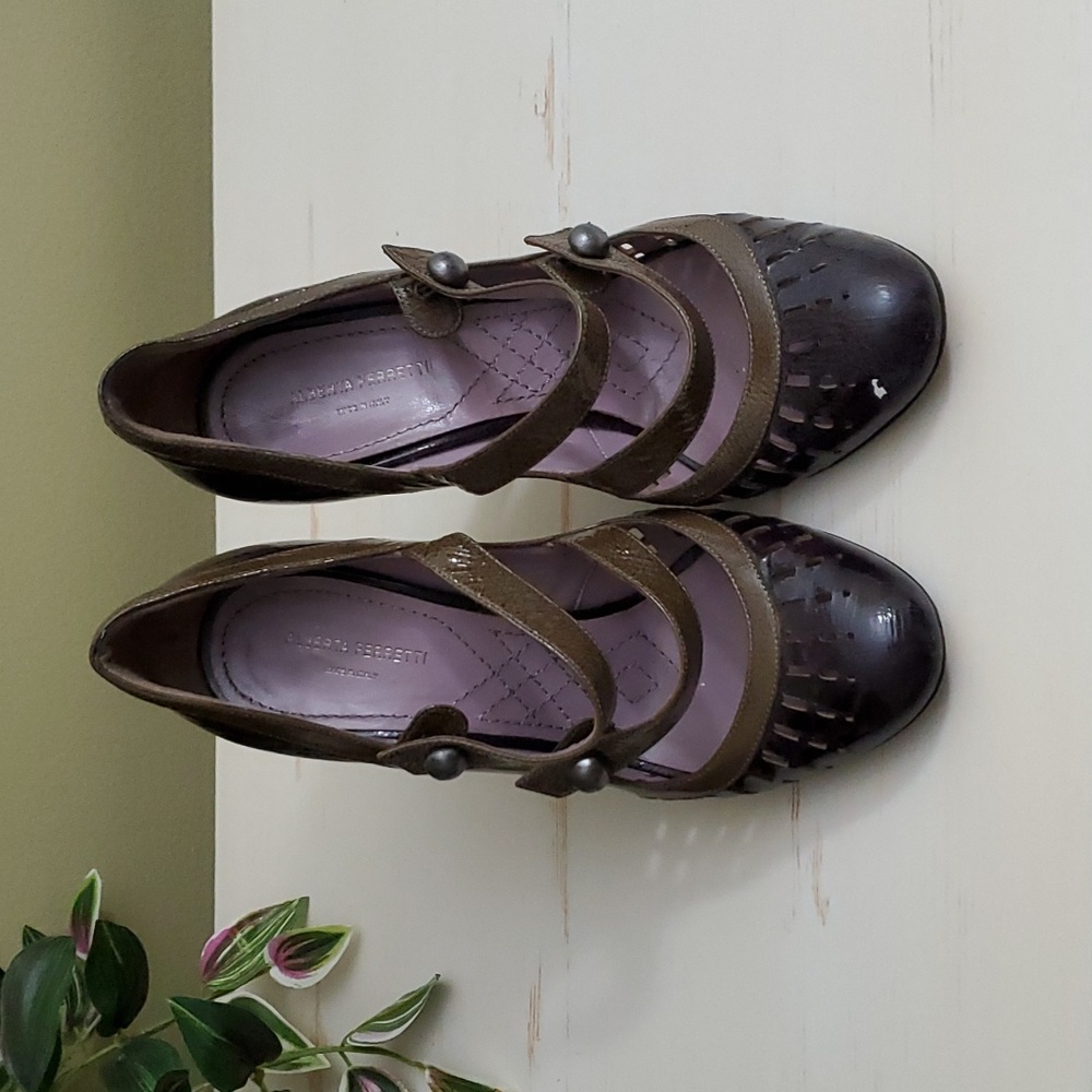 Alberta Ferretti | Purple and Green Patent Leather Pumps Sz 37 - Picture 2 of 8